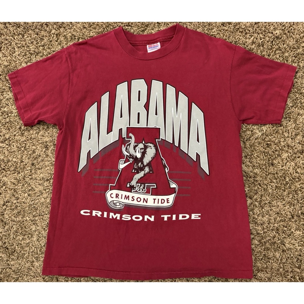 Vintage Hanes Alabama Crimson Tide T Shirt Shortsleeve 90's Tag Size Large